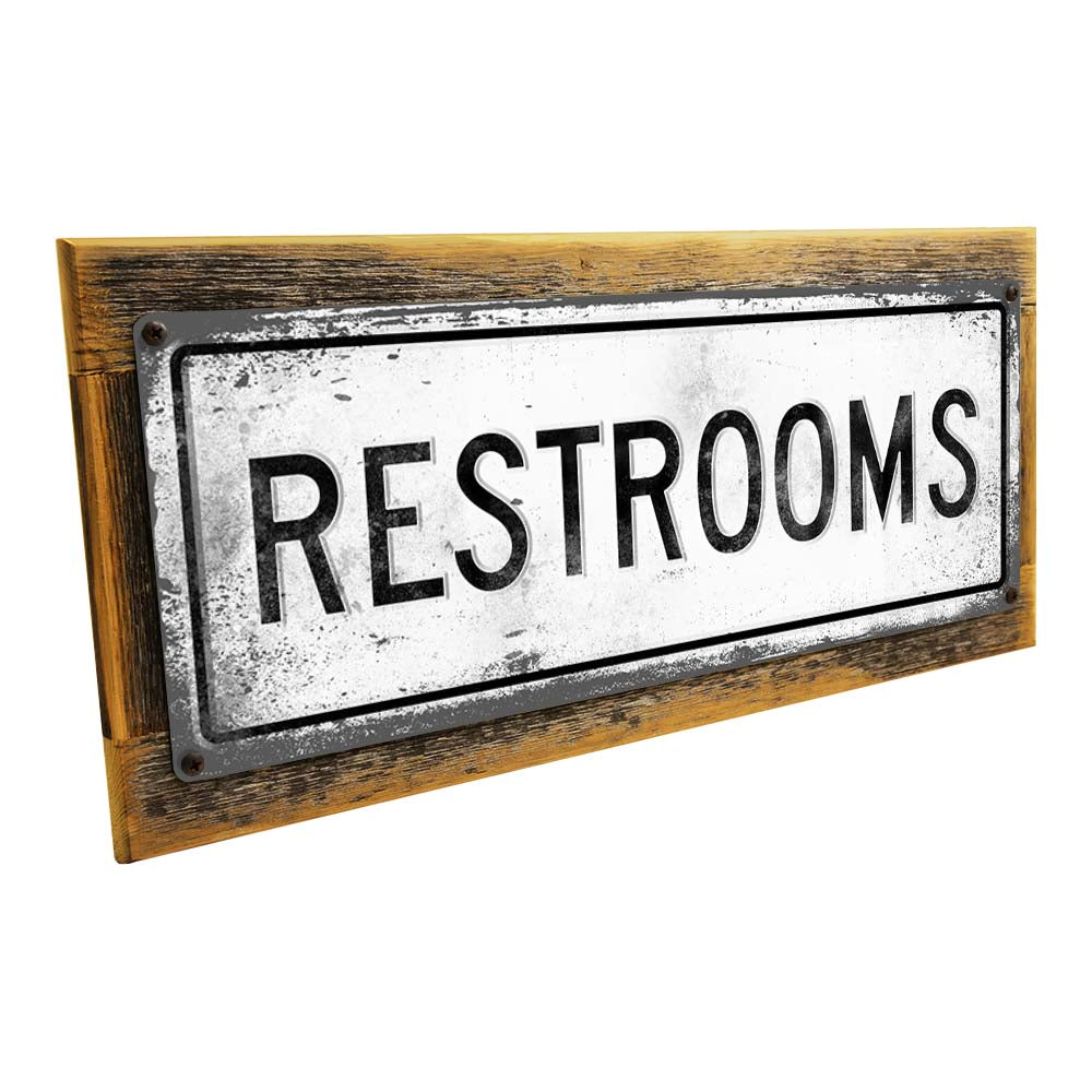 Framed Restrooms Metal Sign