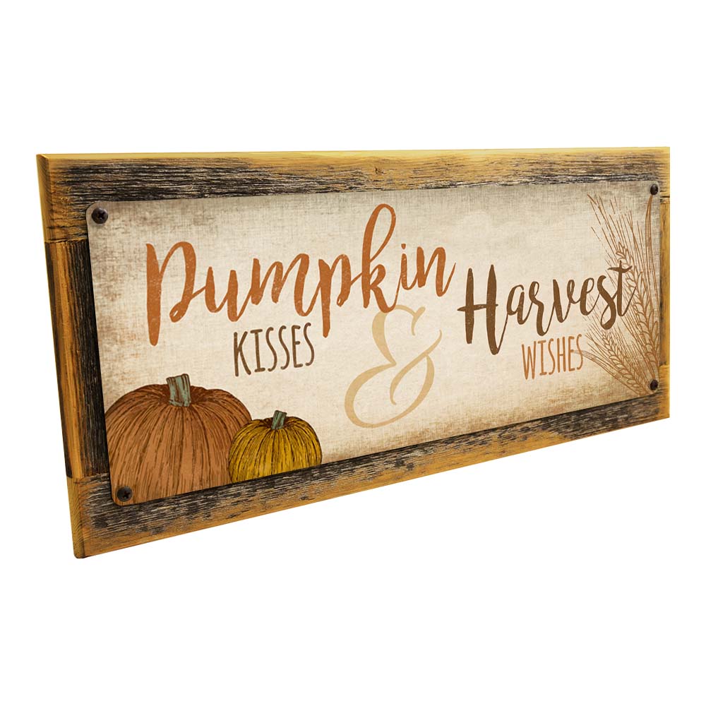 Framed Pumpkin Kisses & Harvest Wishes Metal Sign
