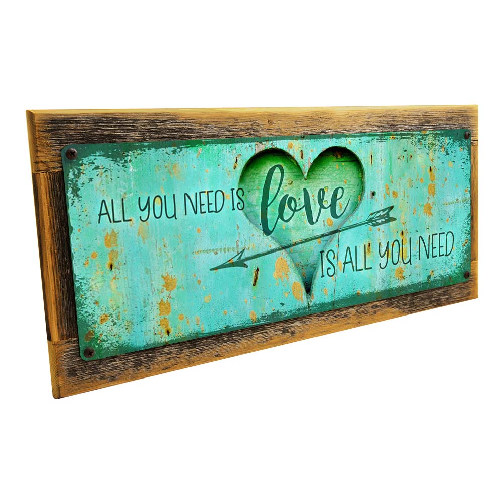 Framed All You Need Is Love Metal Sign