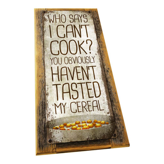 Framed Can't Cook Cereal Metal Sign