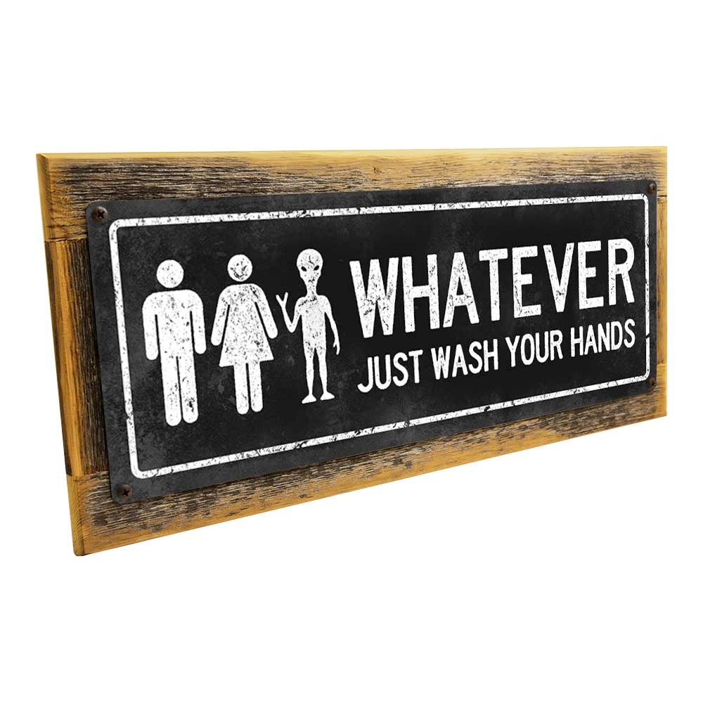 Framed Whatever Restroom Metal Sign