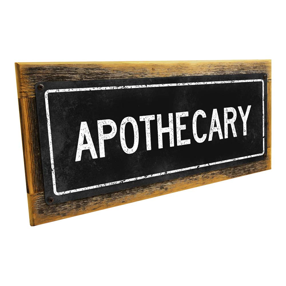 Framed Black Apothecary Metal Sign