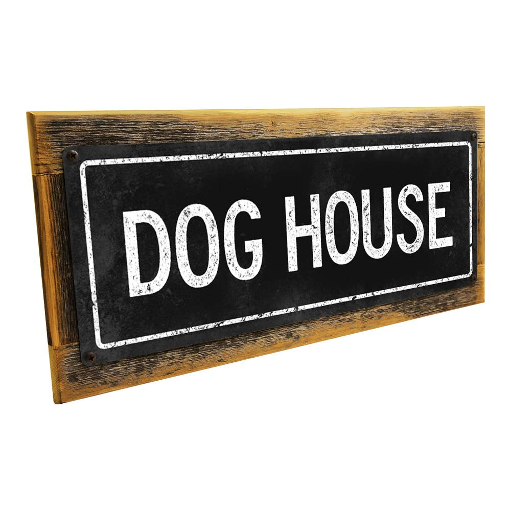 Framed Black Dog House Metal Sign