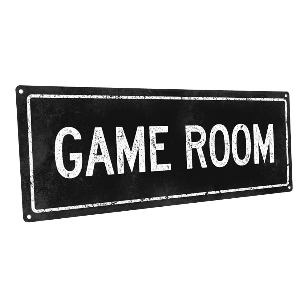 Black Game Room Metal Sign
