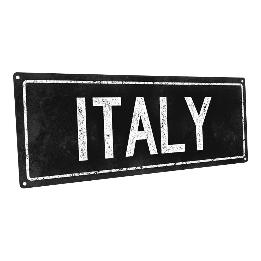 Black Italy Metal Sign