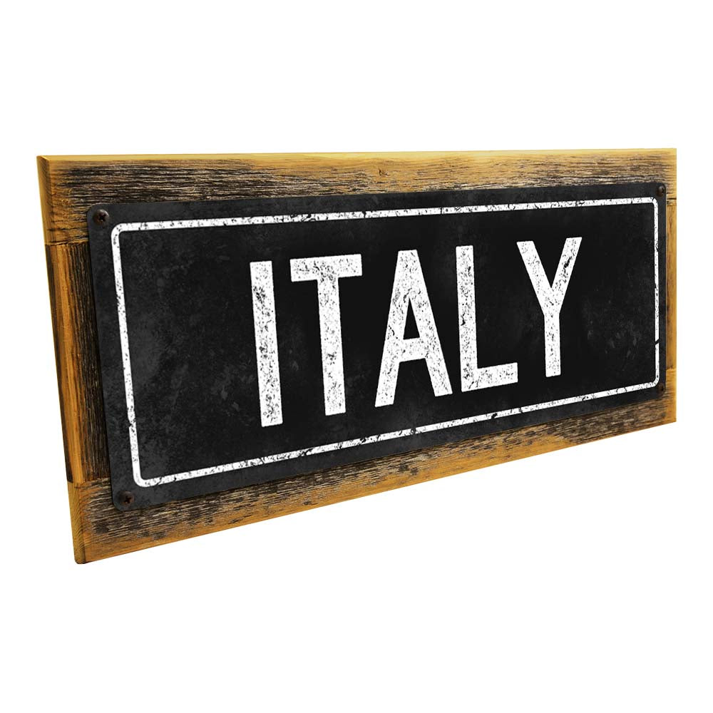 Framed Black Italy Metal Sign