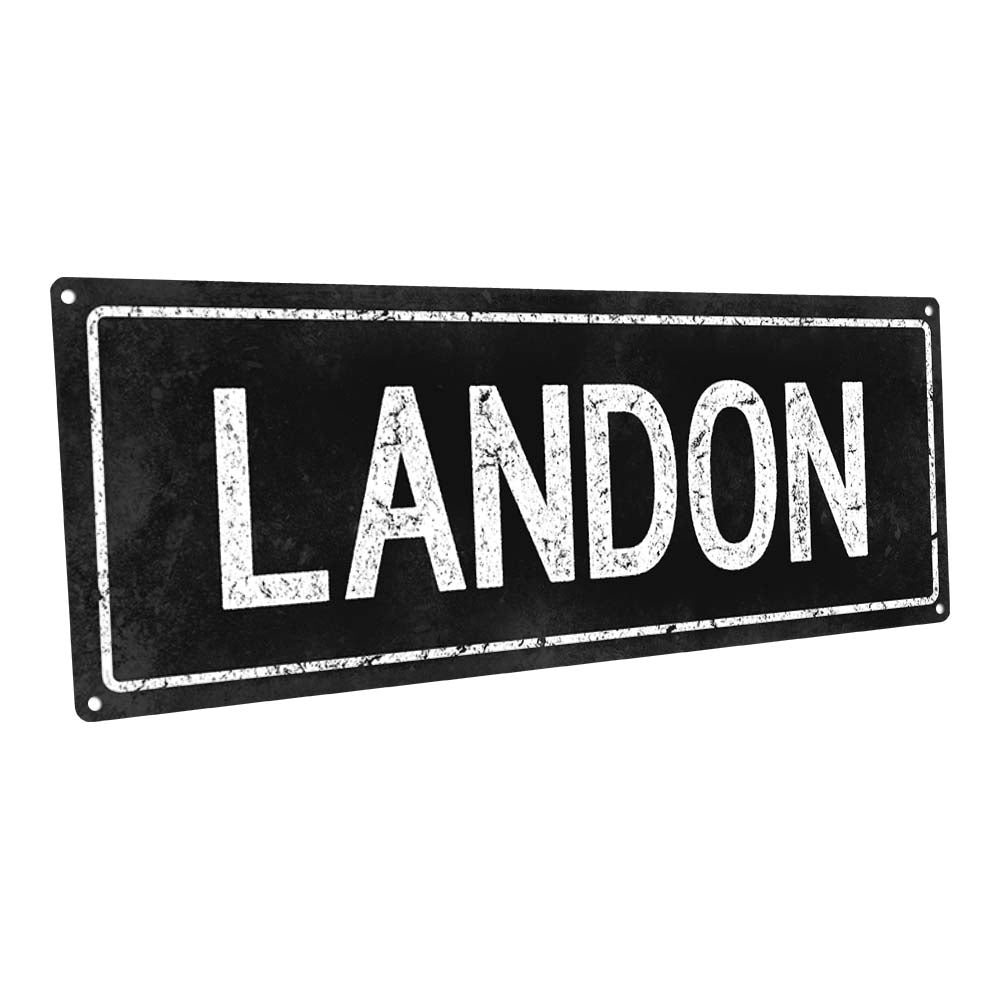 Black Landon Metal Sign