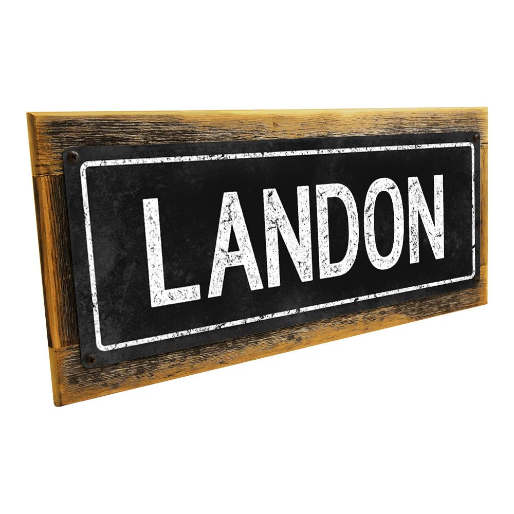 Framed Black Landon Metal Sign