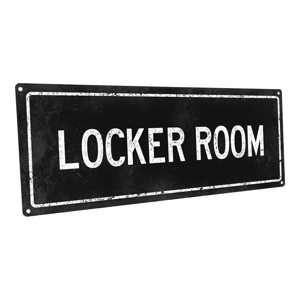 Black Locker Room Metal Sign