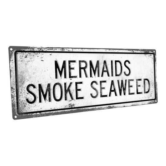 Retro Mermaids Smoke Seaweed Metal Sign