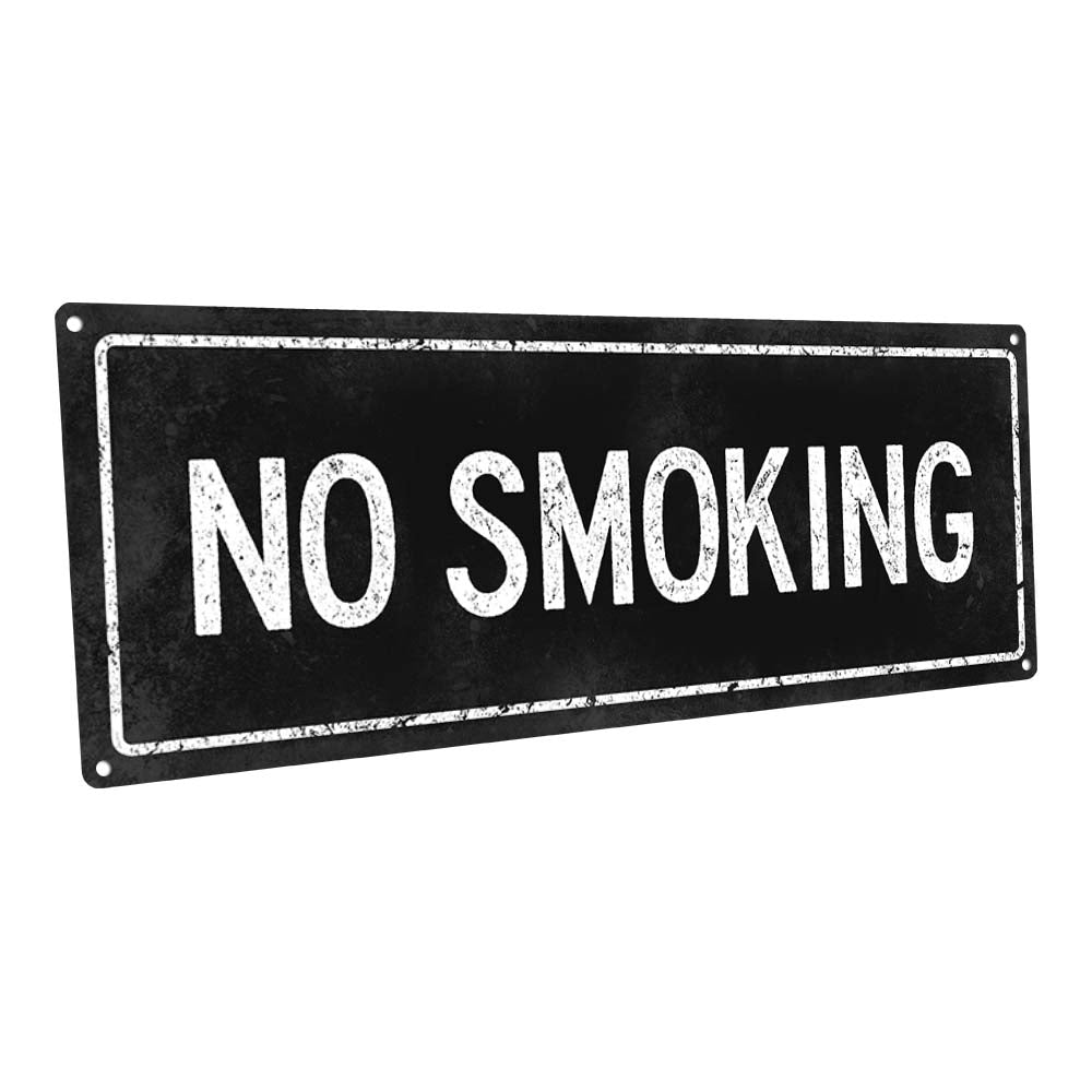 Black No Smoking Metal Sign