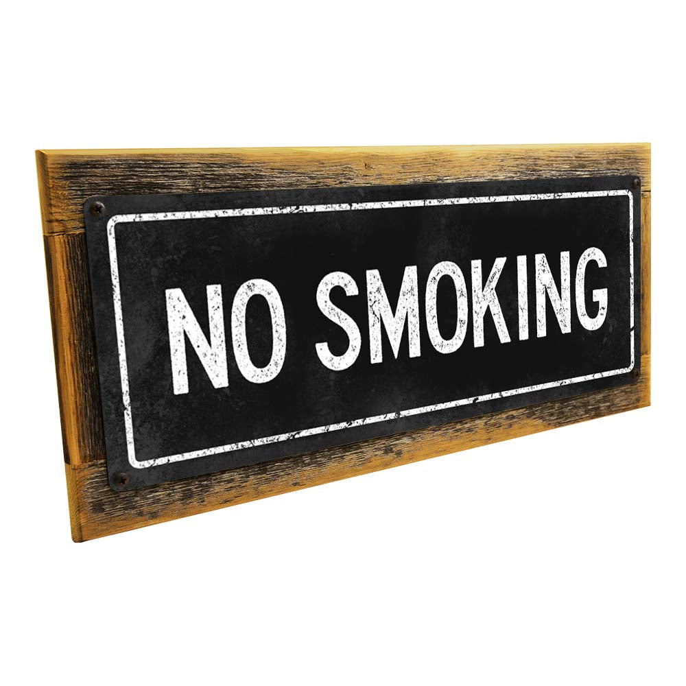 Framed Black No Smoking Metal Sign