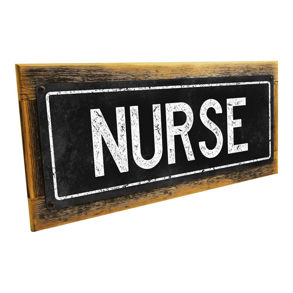Framed Black Nurse Metal Sign
