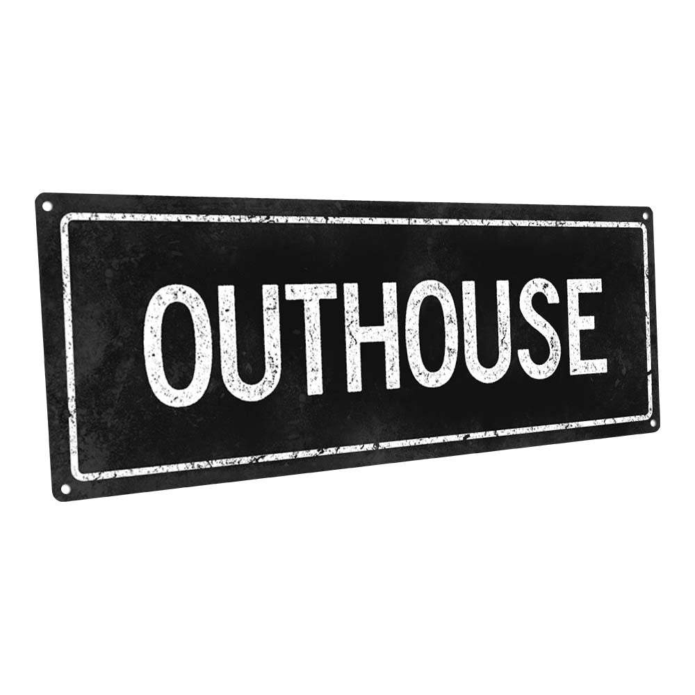 Black Outhouse Metal Sign