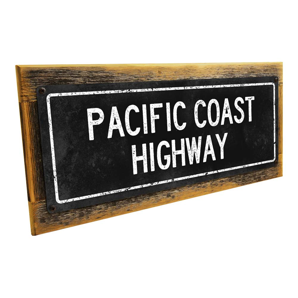 Framed Black Pacific Coat Highway Metal Sign