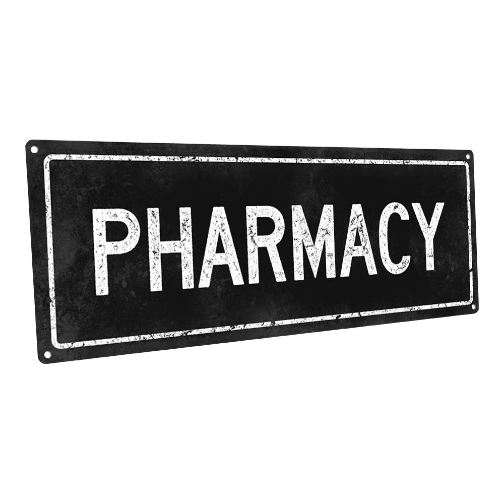 Black Pharmacy Metal Sign