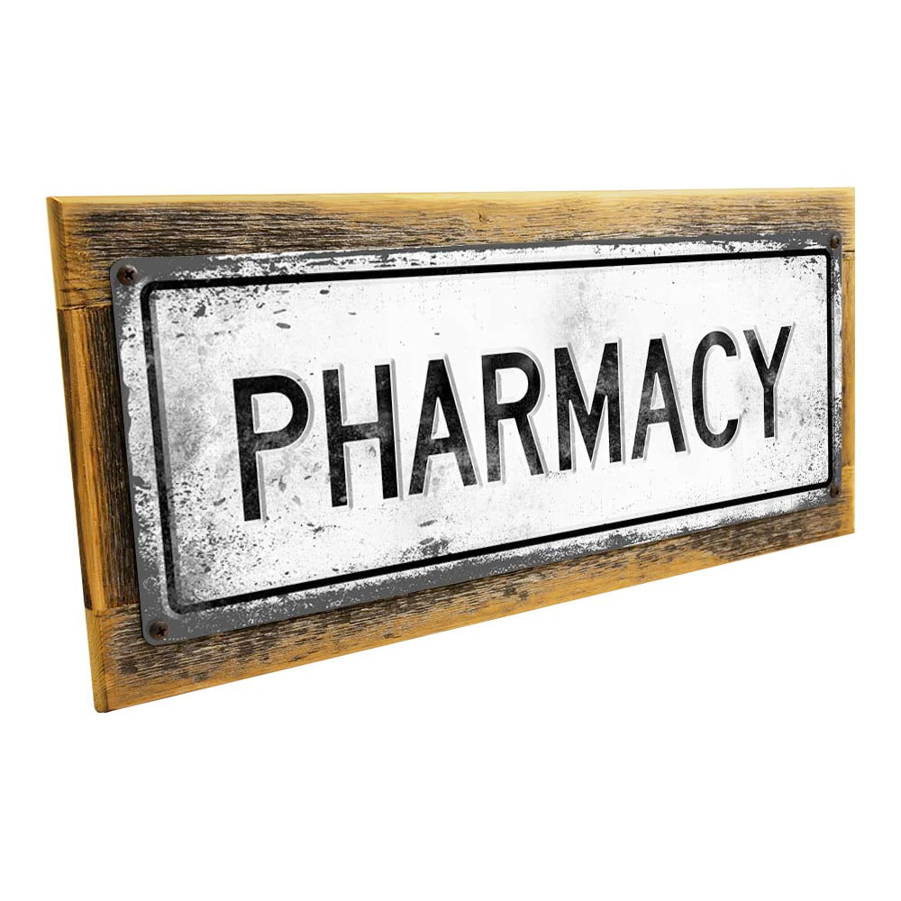 Framed Retro Pharmacy Metal Sign