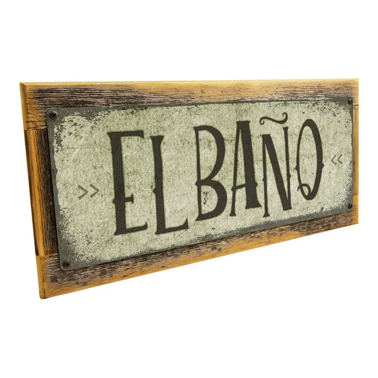 Framed El Baño Metal Sign