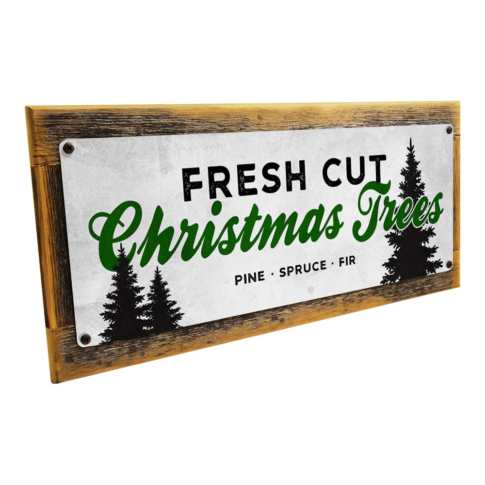 Framed Fresh Cut Christmas Trees Black And Green Metal Sign