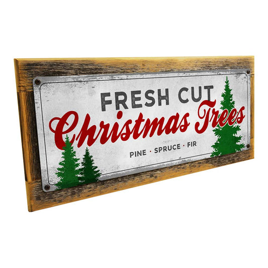 Framed Fresh Cut Christmas Trees Metal Sign