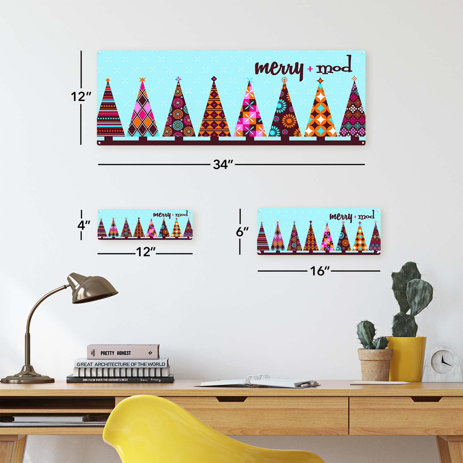 Photo showing relative proportions of different unframed product sizes