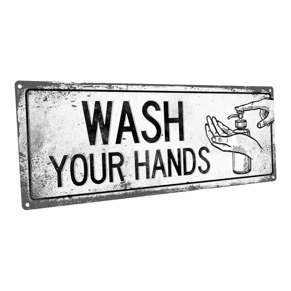 Retro Please Wash Your Hands Metal Sign
