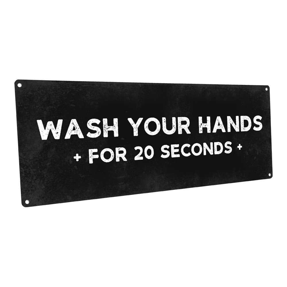 Black Grunge Please Wash Your Hands Metal Sign