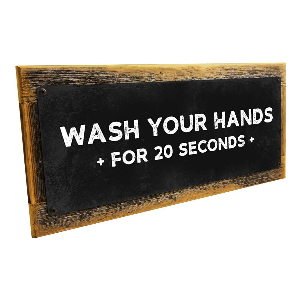 Framed Black Grunge Please Wash Your Hands Metal Sign