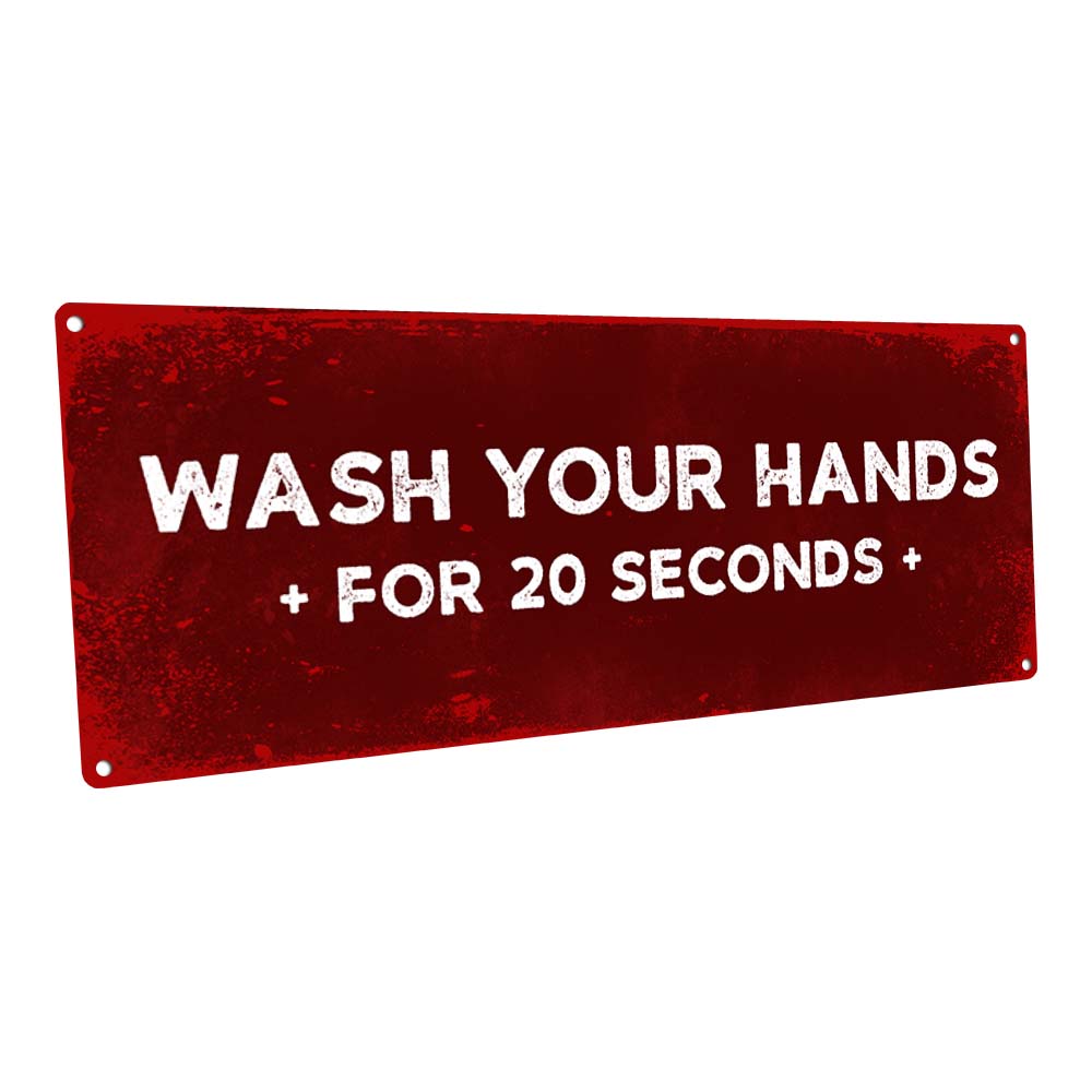 Red Grunge Please Wash Your Hands Metal Sign