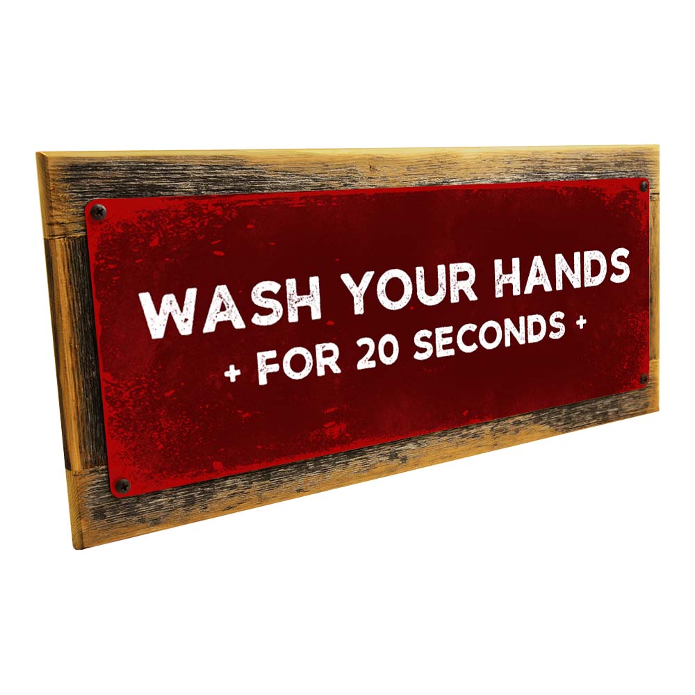 Framed Red Grunge Please Wash Your Hands Metal Sign