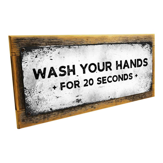 Framed Retro Grunge Please Wash Your Hands Metal Sign