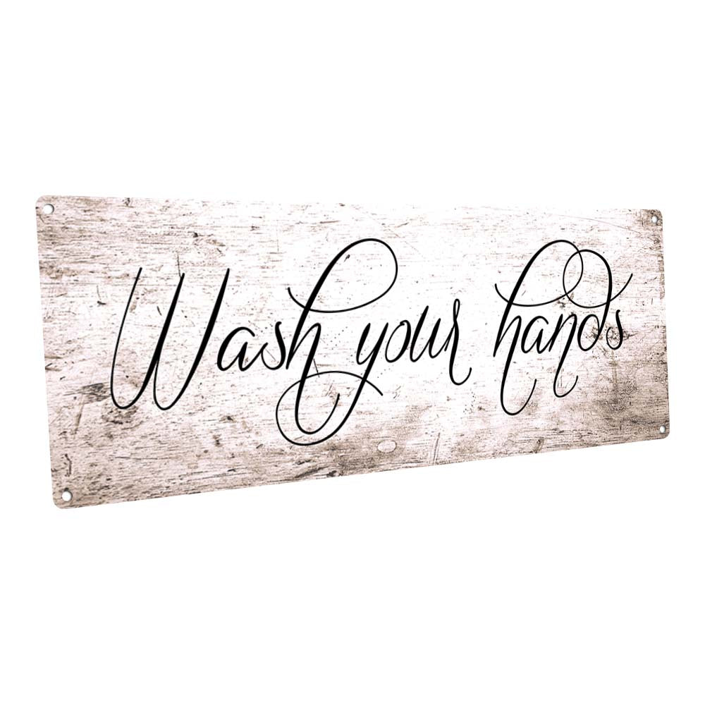 Shabby Chic Wash Your Hands Metal Sign