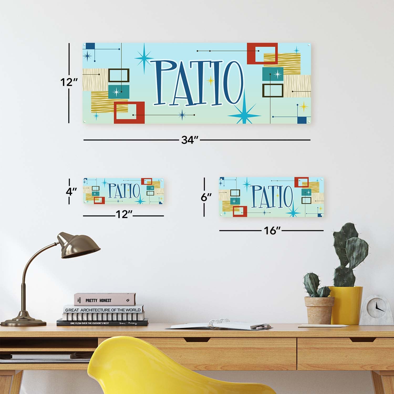 Photo showing relative proportions of different unframed product sizes