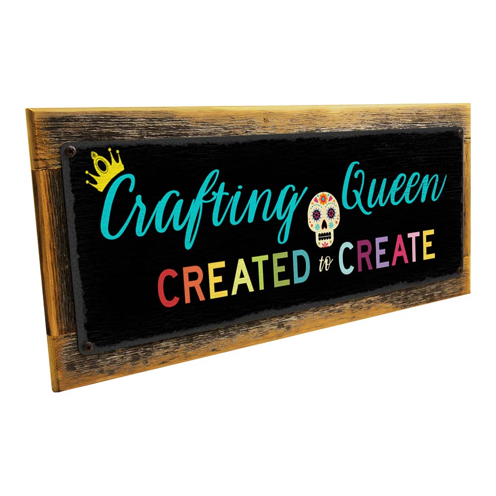 Framed Crafting Queen Metal Sign