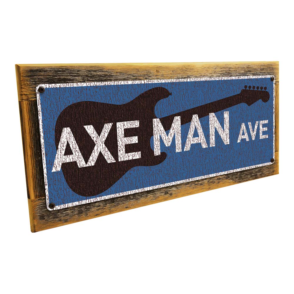 Framed Axe Man Ave. Metal Sign