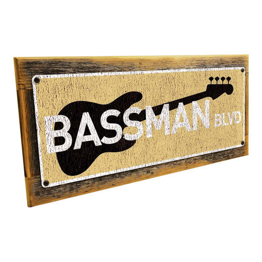 Framed Bass Man Blvd. Metal Sign