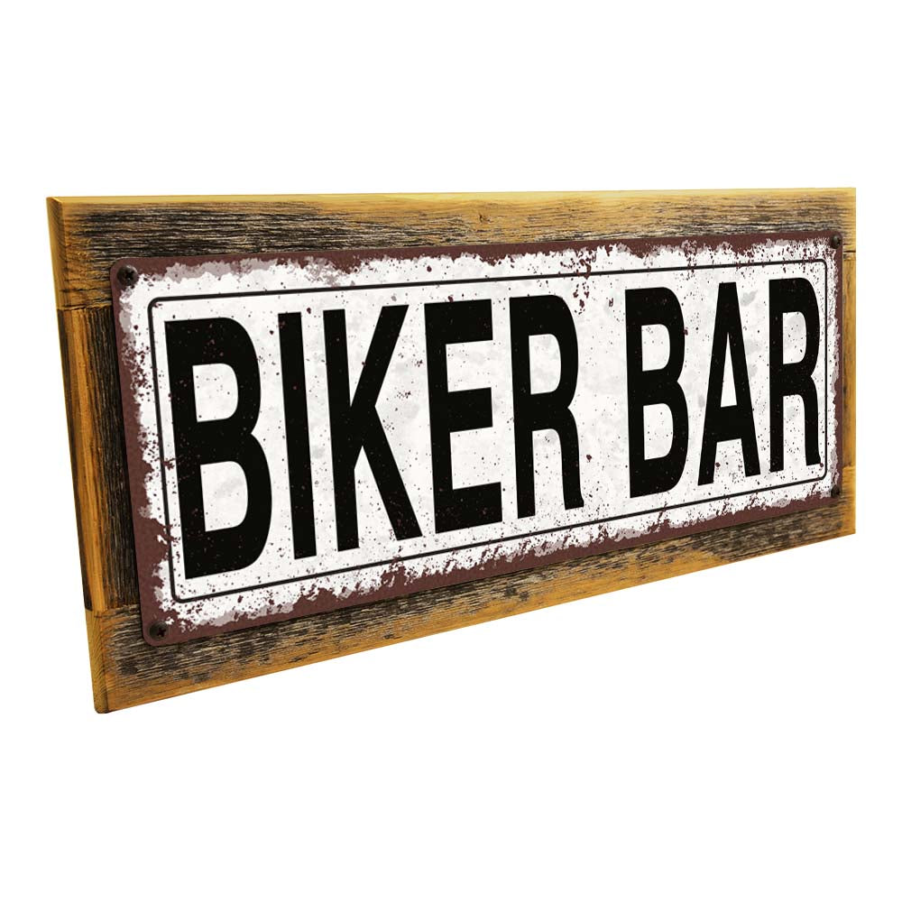 Framed Biker Bar Metal Sign