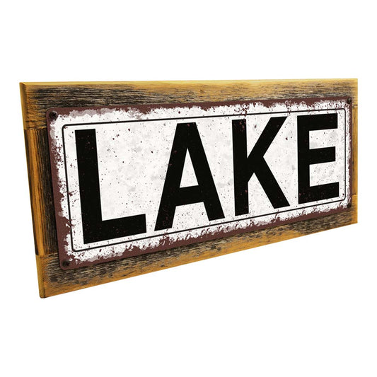 Framed Lake Metal Sign
