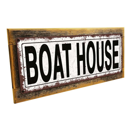 Framed Boat House Metal Sign