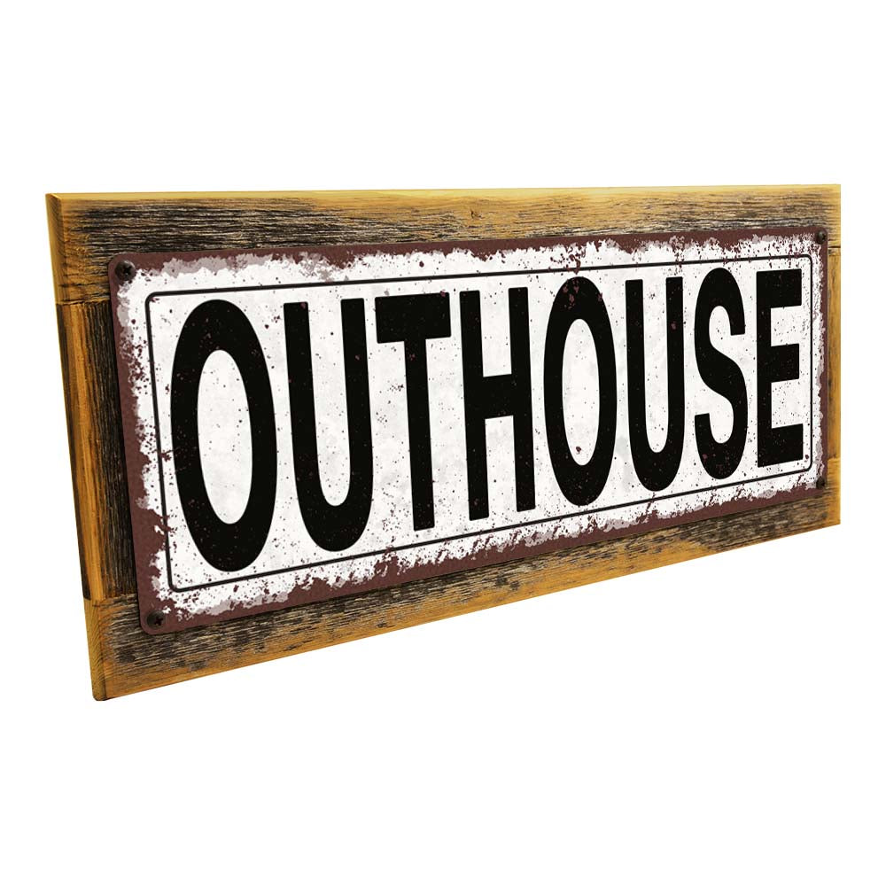 Framed Outhouse Metal Sign