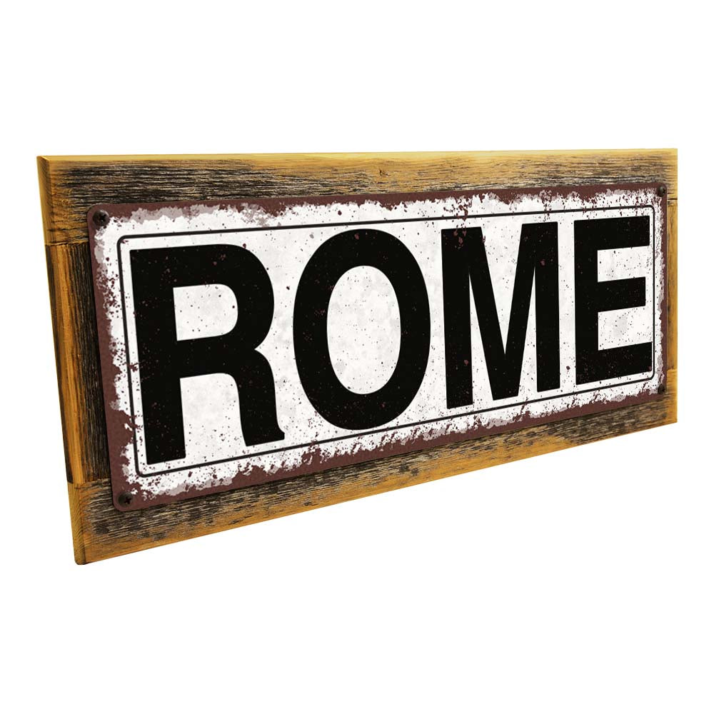 Framed Rome Metal Sign