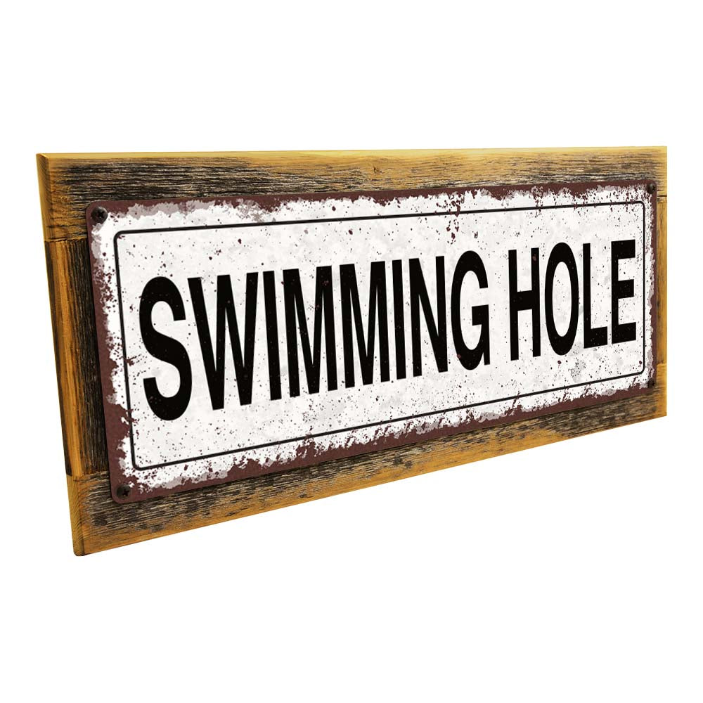 Framed Swimming Hole Metal Sign