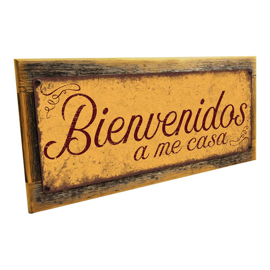 Framed Bienvenidos A Mi Casa Metal Sign