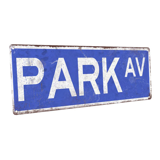 Blue Park Ave. Metal Sign