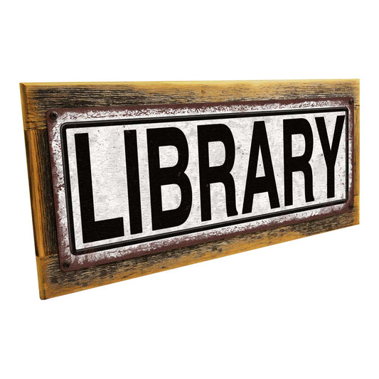 Framed Library Metal Sign