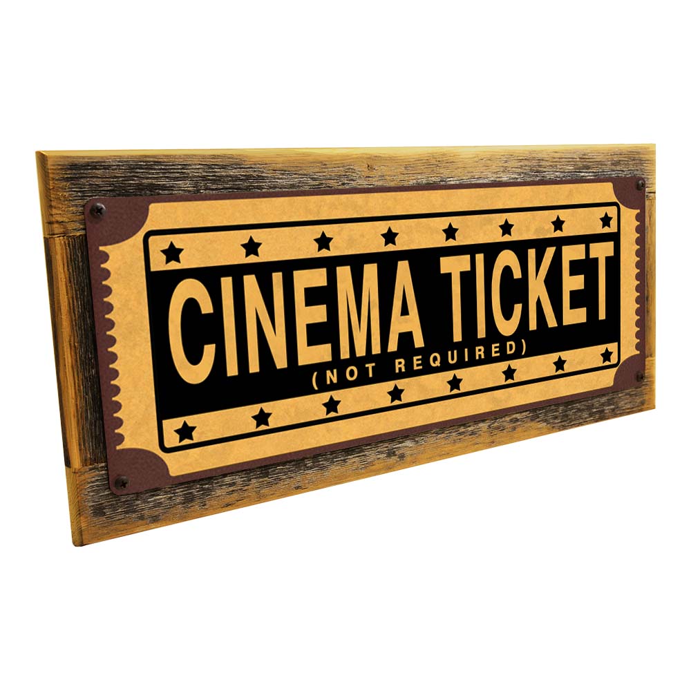Framed Cinema Ticket Not Required Metal Sign