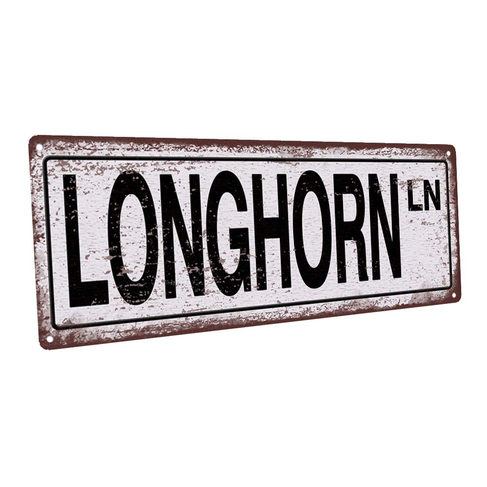Longhorn Ln Metal Sign