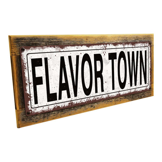 Framed Flavor Town Metal Sign
