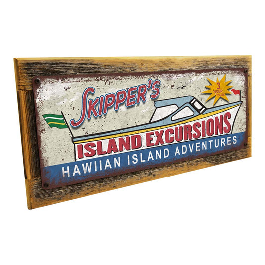 Framed Skipper's Island Excursions Metal Sign