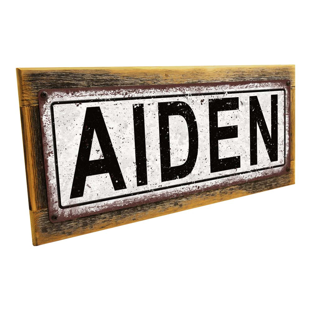 Framed Aiden Metal Sign